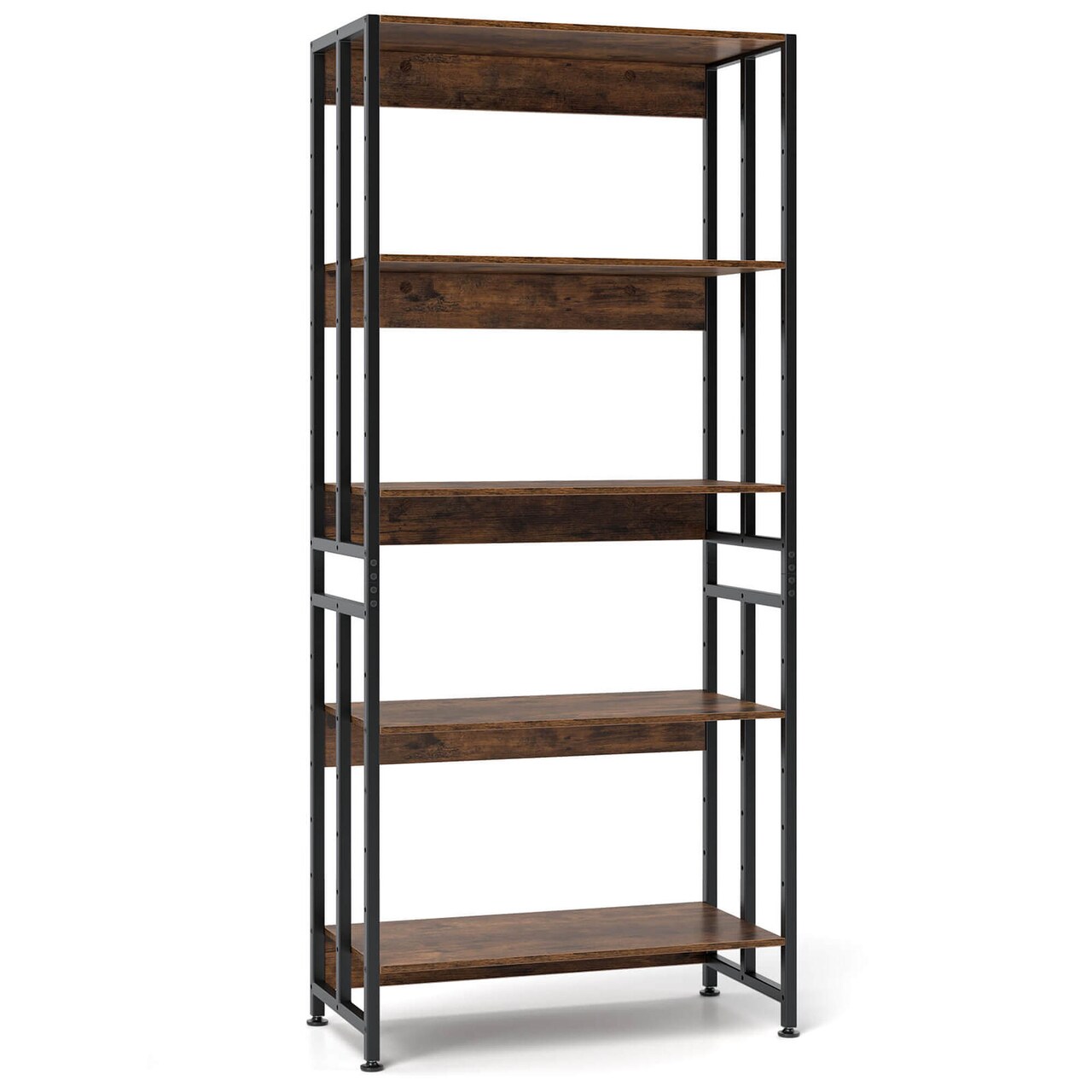 Costway 1/2 PCS 5 Tier Bookshelf 62" Tall Bookcase with Tiltable Shelves Display Storage Rack
